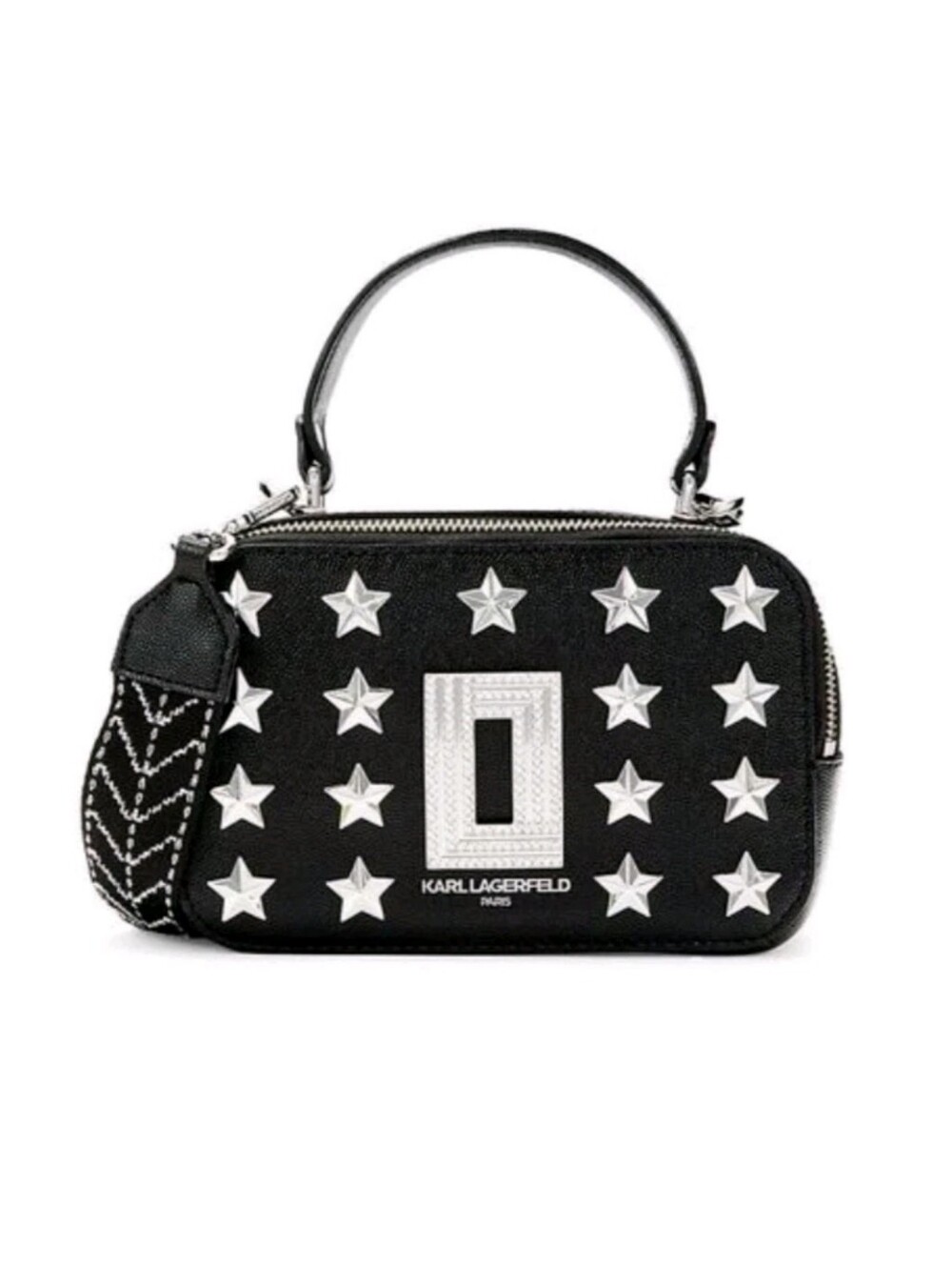 Karl Lagerfeld Paris Simone Star Studded Crossbody Bag Black